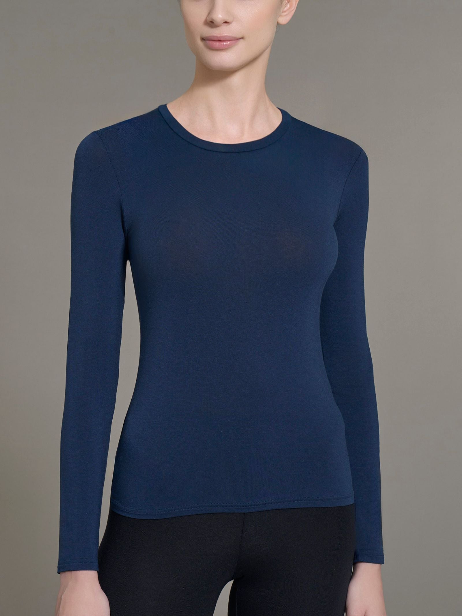 Ragno Tenderwool maglietta girocollo Bleu manica lunga