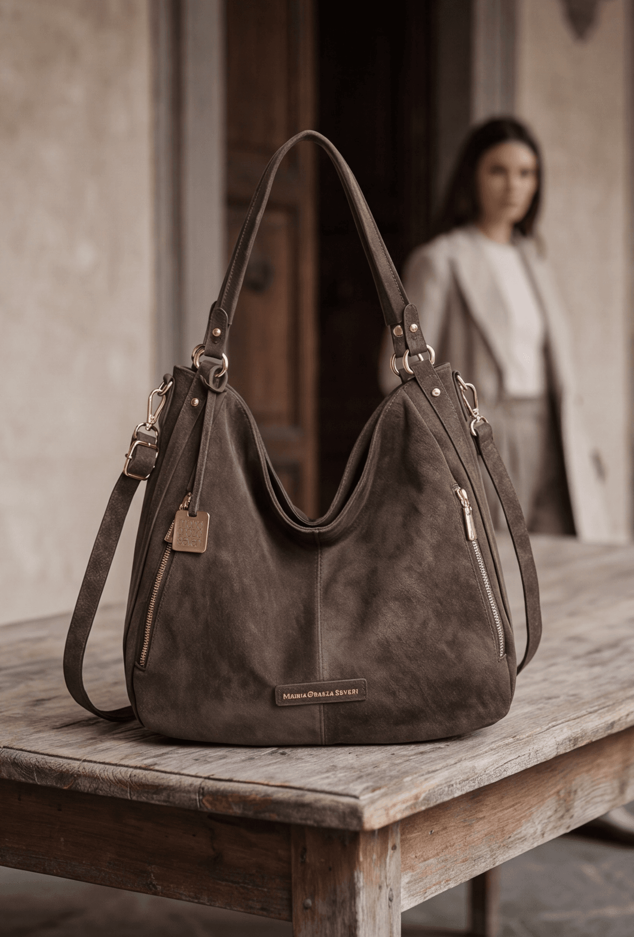 Maria Grazia Severi RZ257221 borsa hobo scamosciata capiente