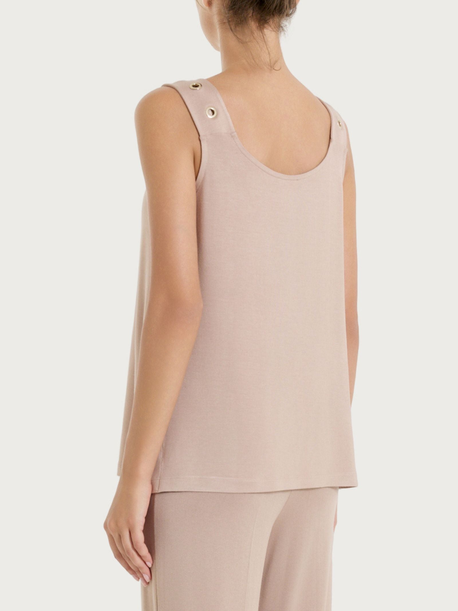 Ragno Viscosa Summer Top Spalla Larga occhielli Taupe