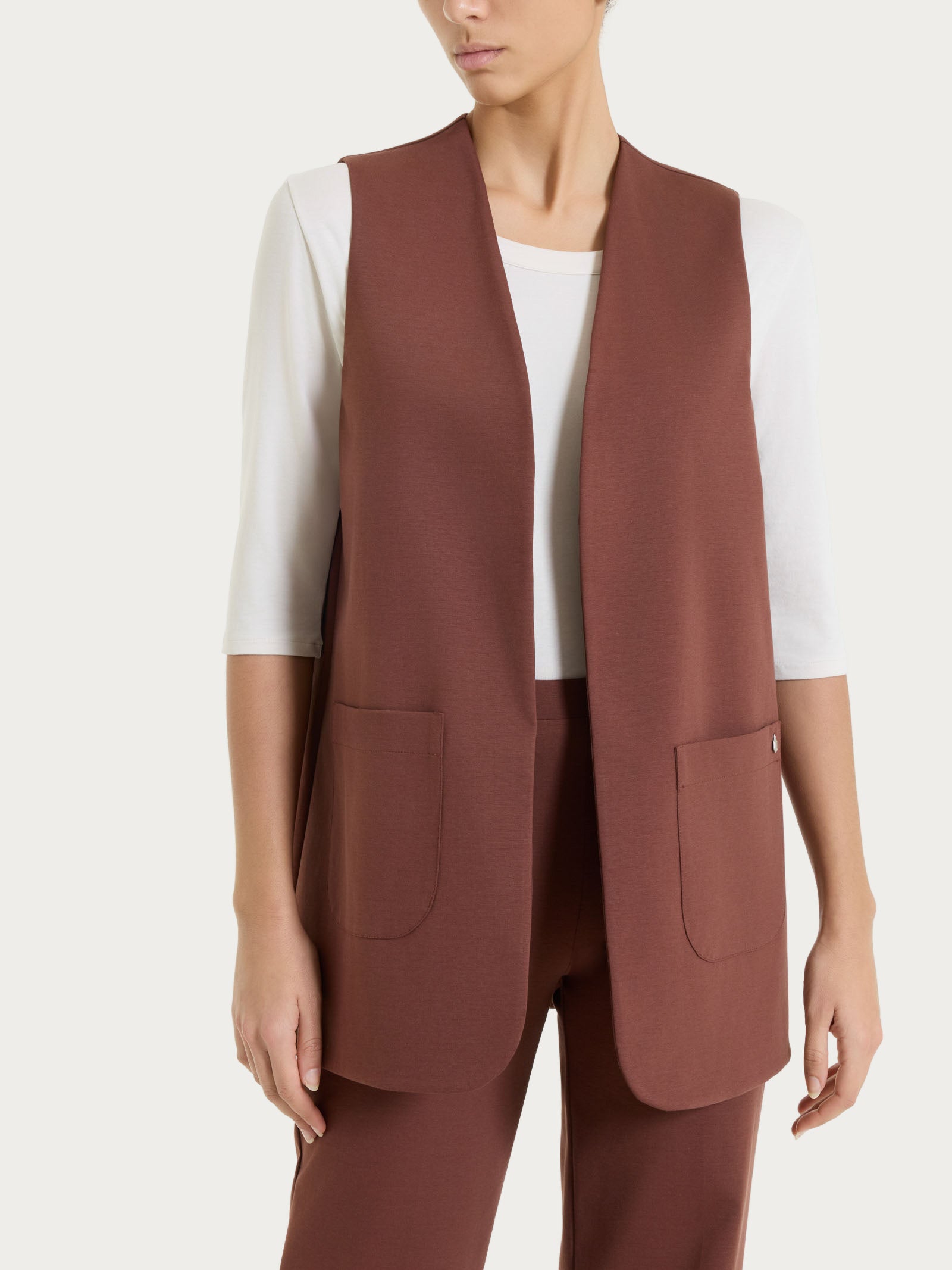 Ragno Compact Light Gilet aperto misto cotone Cappuccino