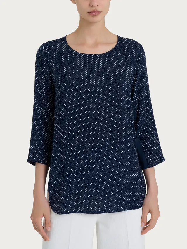 Ragno Viscosa Summer maglia pois blu manica 3/4