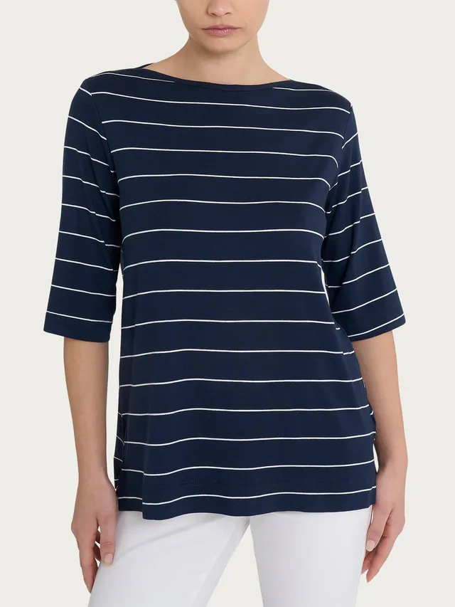 Ragno Viscosa Summer t-shirt spaced stripes fant. bleu