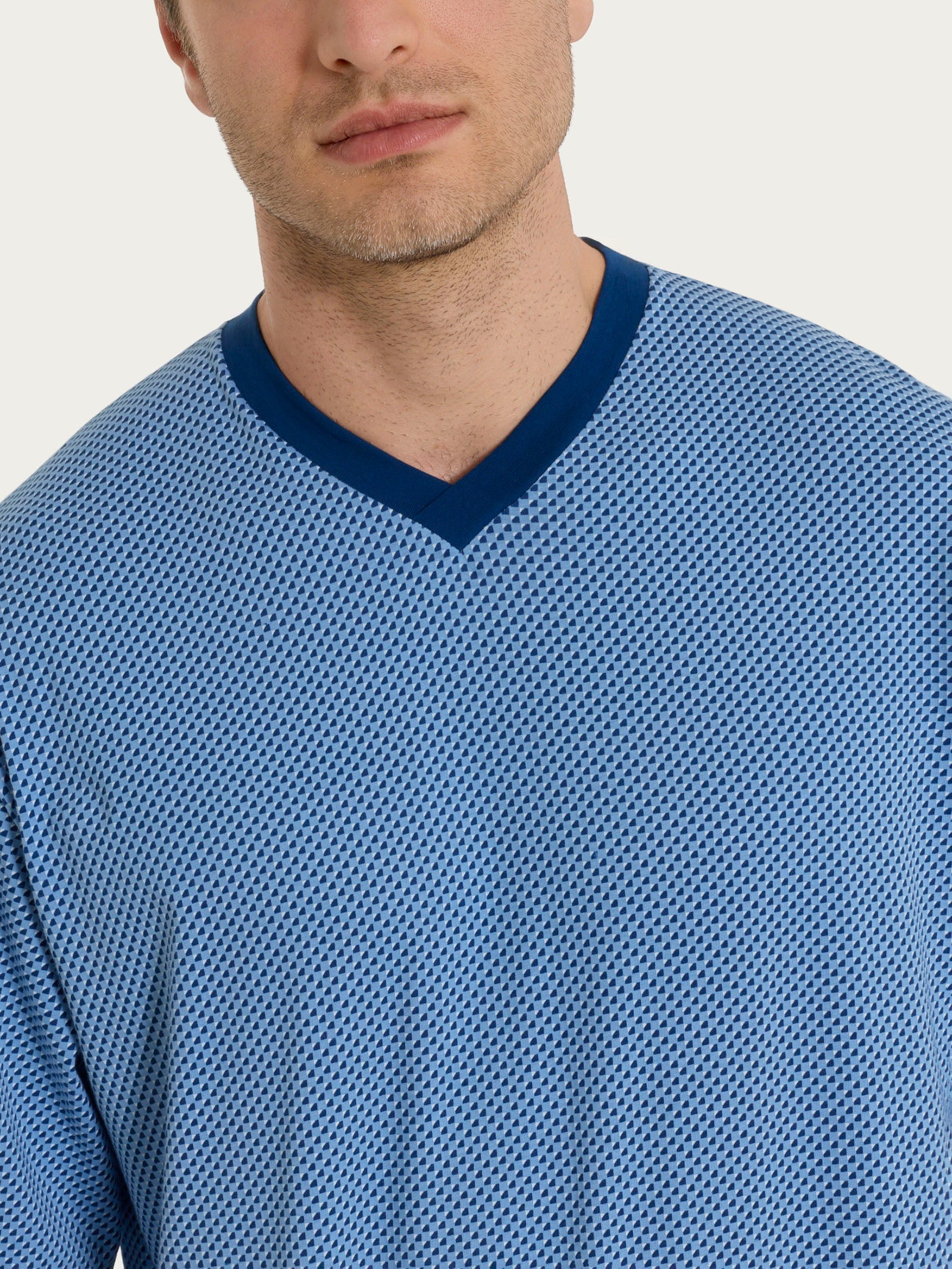 Ragno Jersey Cotone pigiama V Della Robbia Blue quadri
