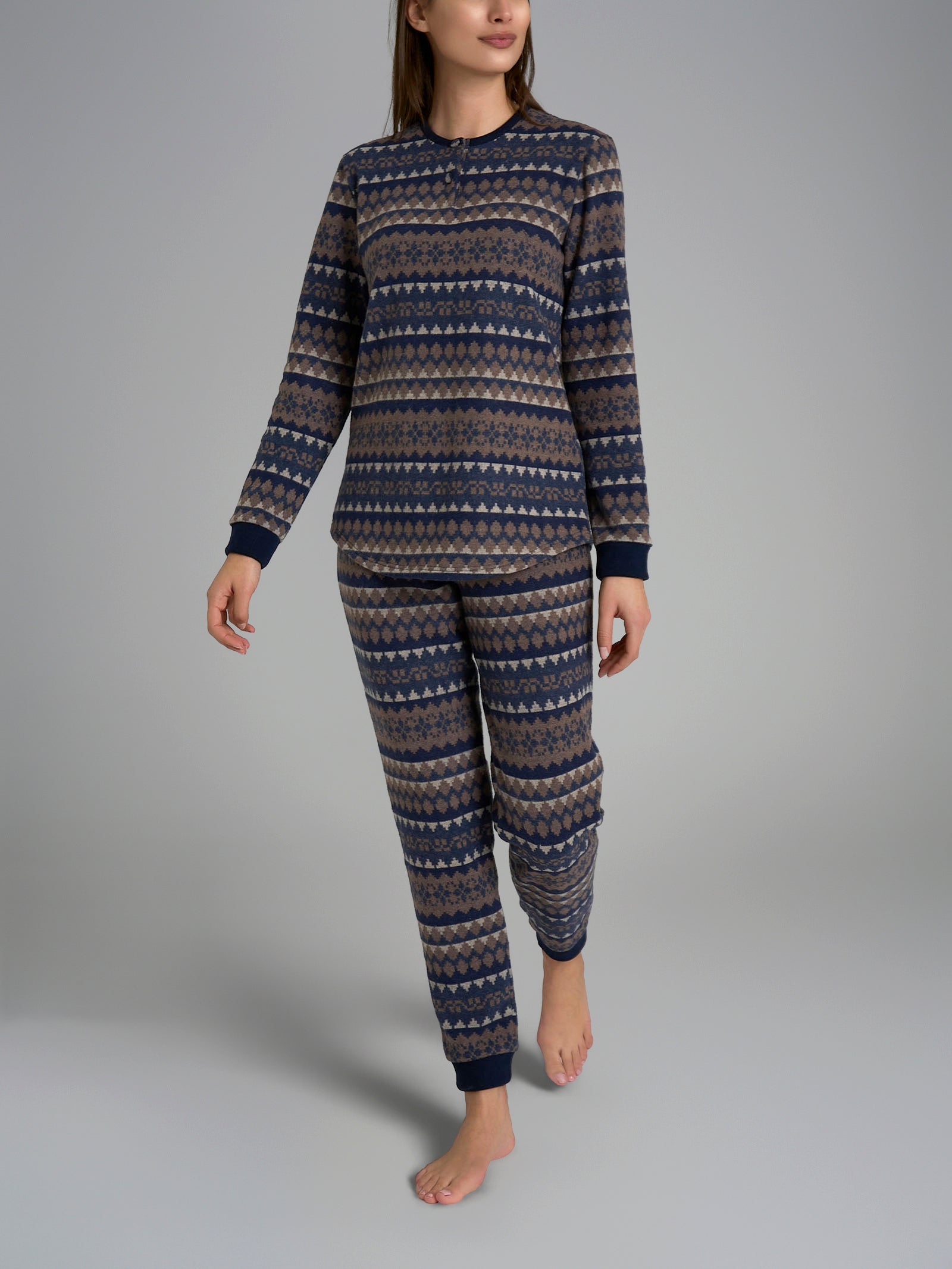 Ragno Cotton Eco Pile pigiama serafino nordico fantasia tenebre