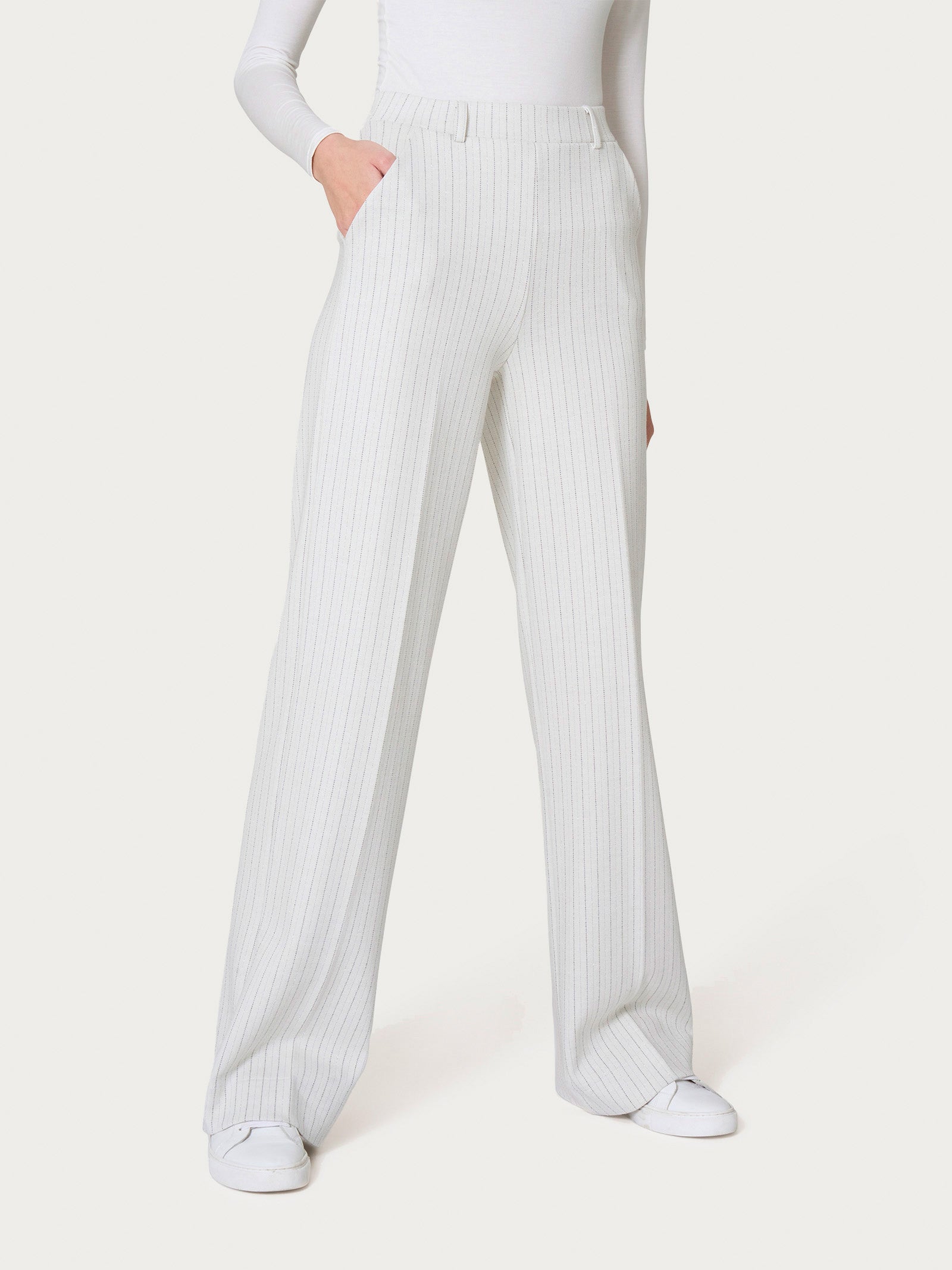Ragno Eco Jacquard pantalone palazzo Argento lurex