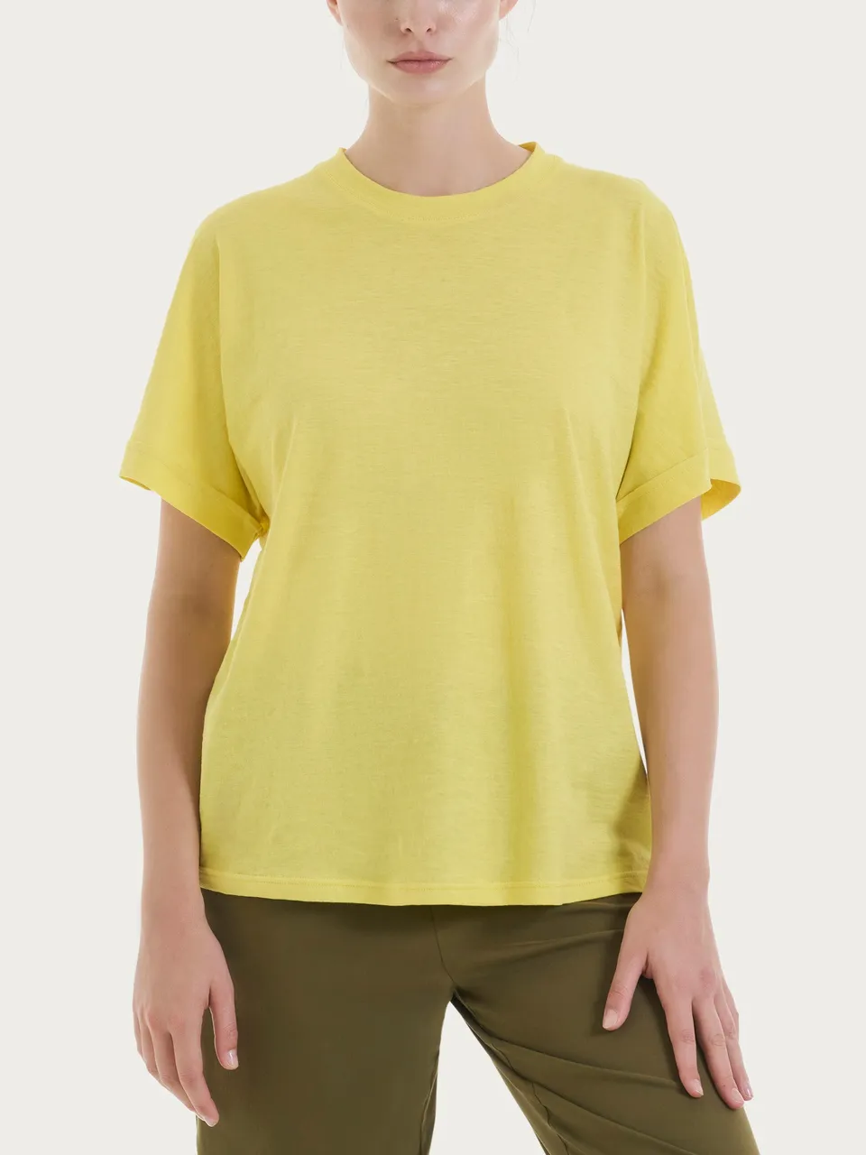 Ragno Slub Jersey Maglietta Donna Acacia Cotone Traspirante