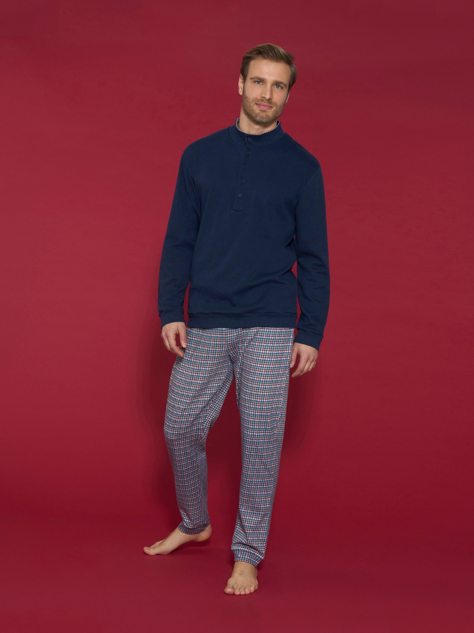 Ragno Pigiama Serafino Interlock Cotone Uomo Zinfandel Caldo