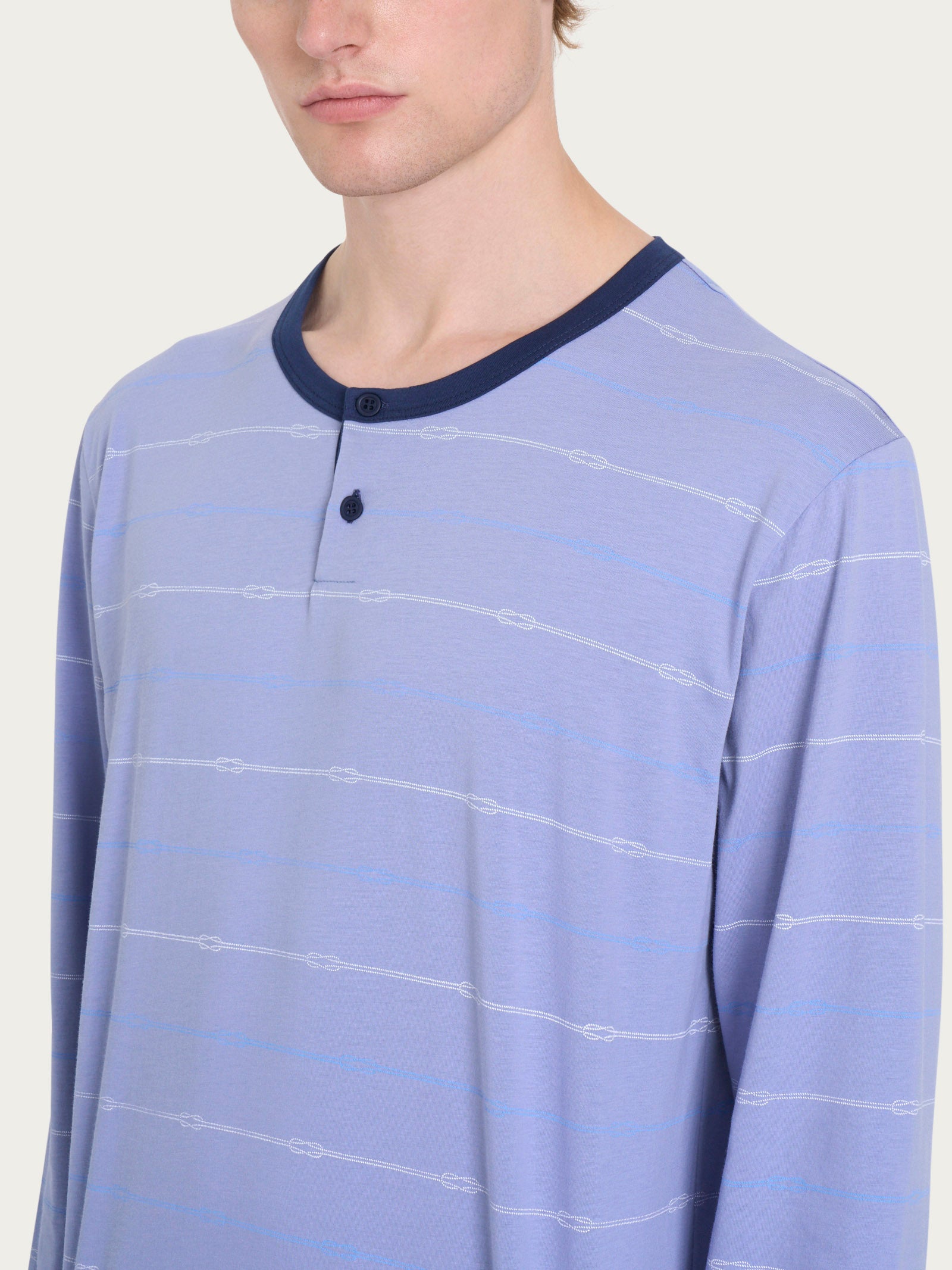 Ragno Jersey Cotone Pigiama Lungo Serafino uomo nodi fresco