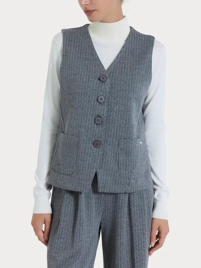 Ragno gilet gessato 4 bottoni ardesia mel elasticizzato