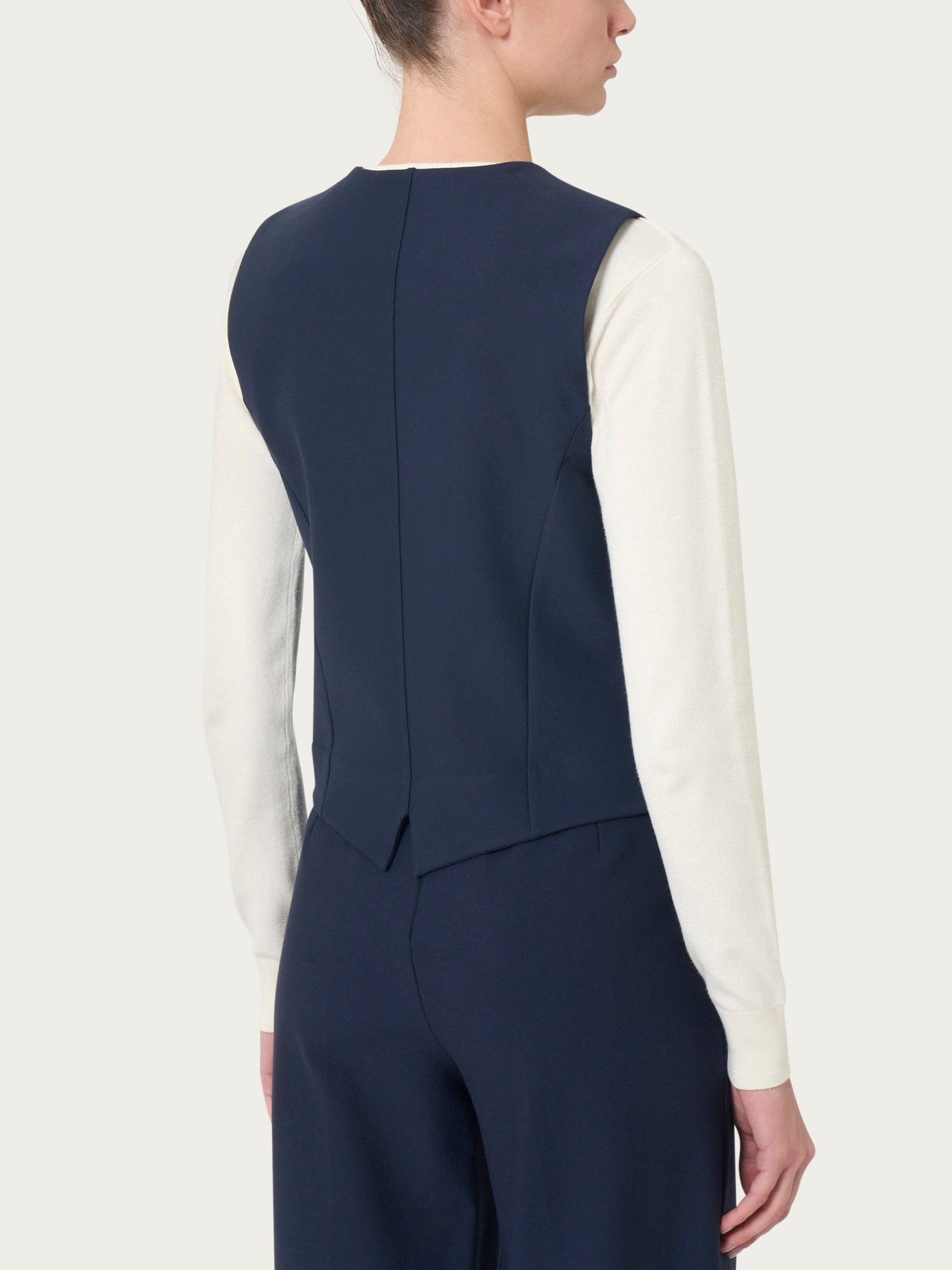 Ragno Compact gilet 4 bottoni punto Milano blu regular