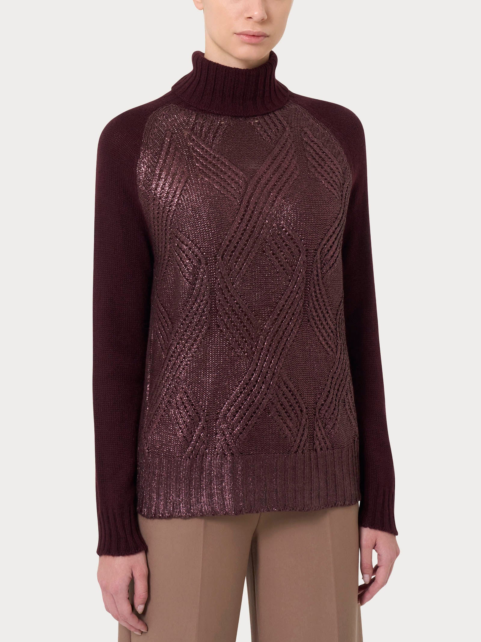 Ragno SL Misto Angora Dolcevita Maglia Plum Perfect