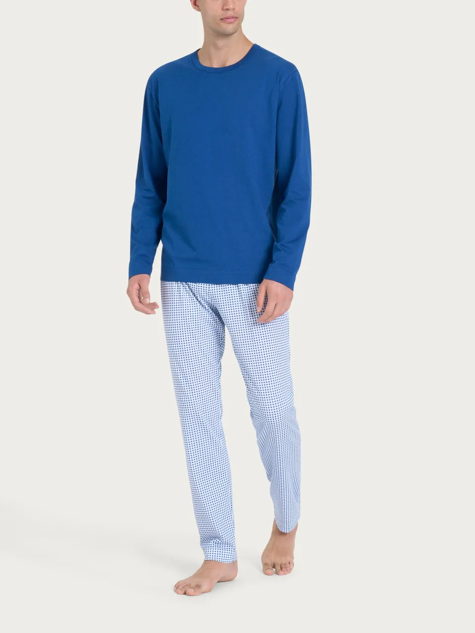 Ragno Pigiama Lungo Girocollo Cotone Navy Peony Uomo