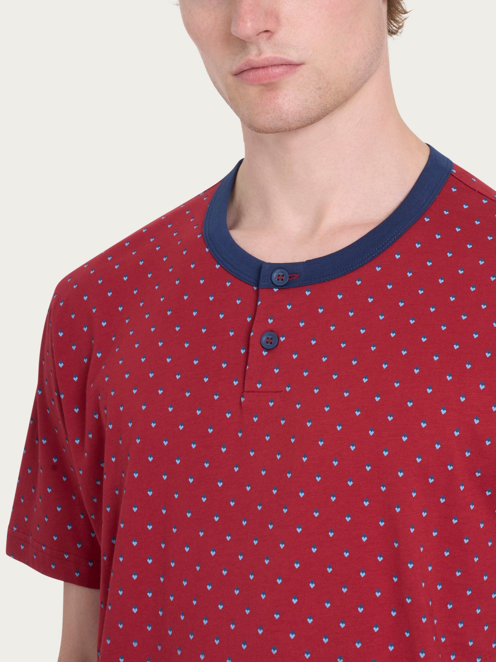 Ragno Jersey Cotone Pigiama Corto Serafino biking red