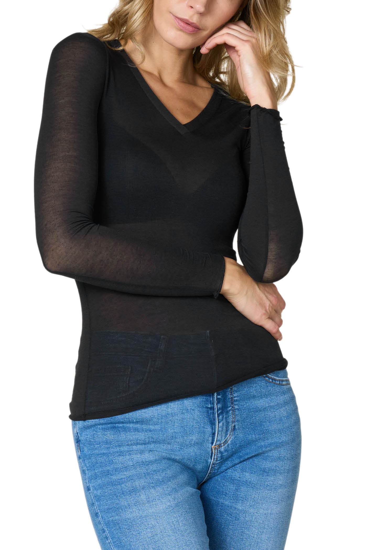 Goldenpoint maglia scollo V manica lunga con cashmere