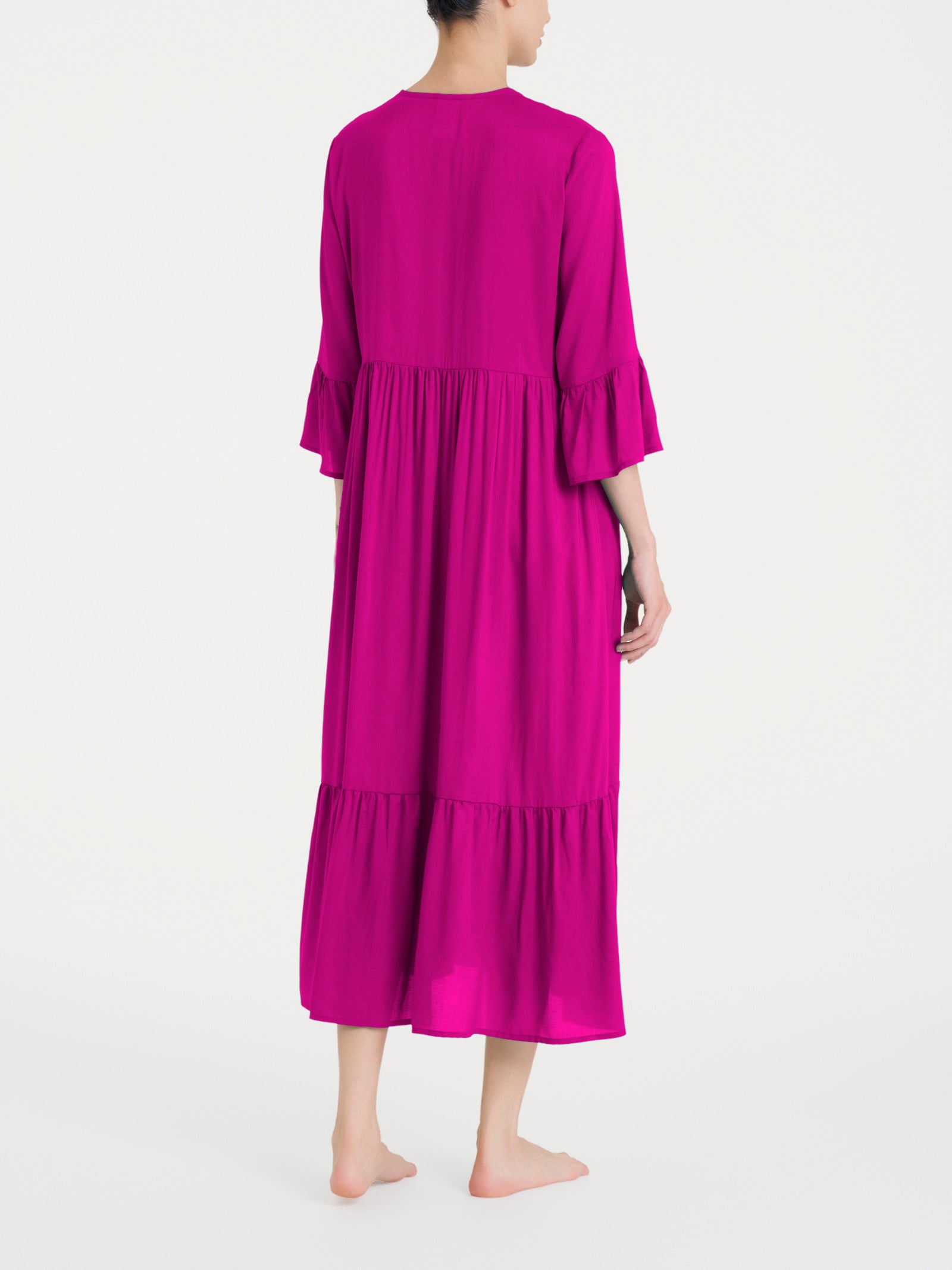 Ragno EcoSeta Abito Lungo con Balze abito Wild Aster rosa