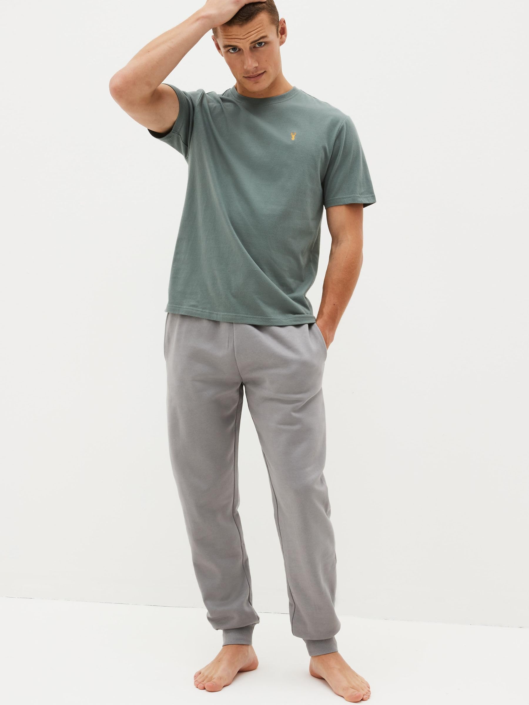 Next Pantaloni Jogging Uomo Felpa Pale Grey Elastico Caviglia