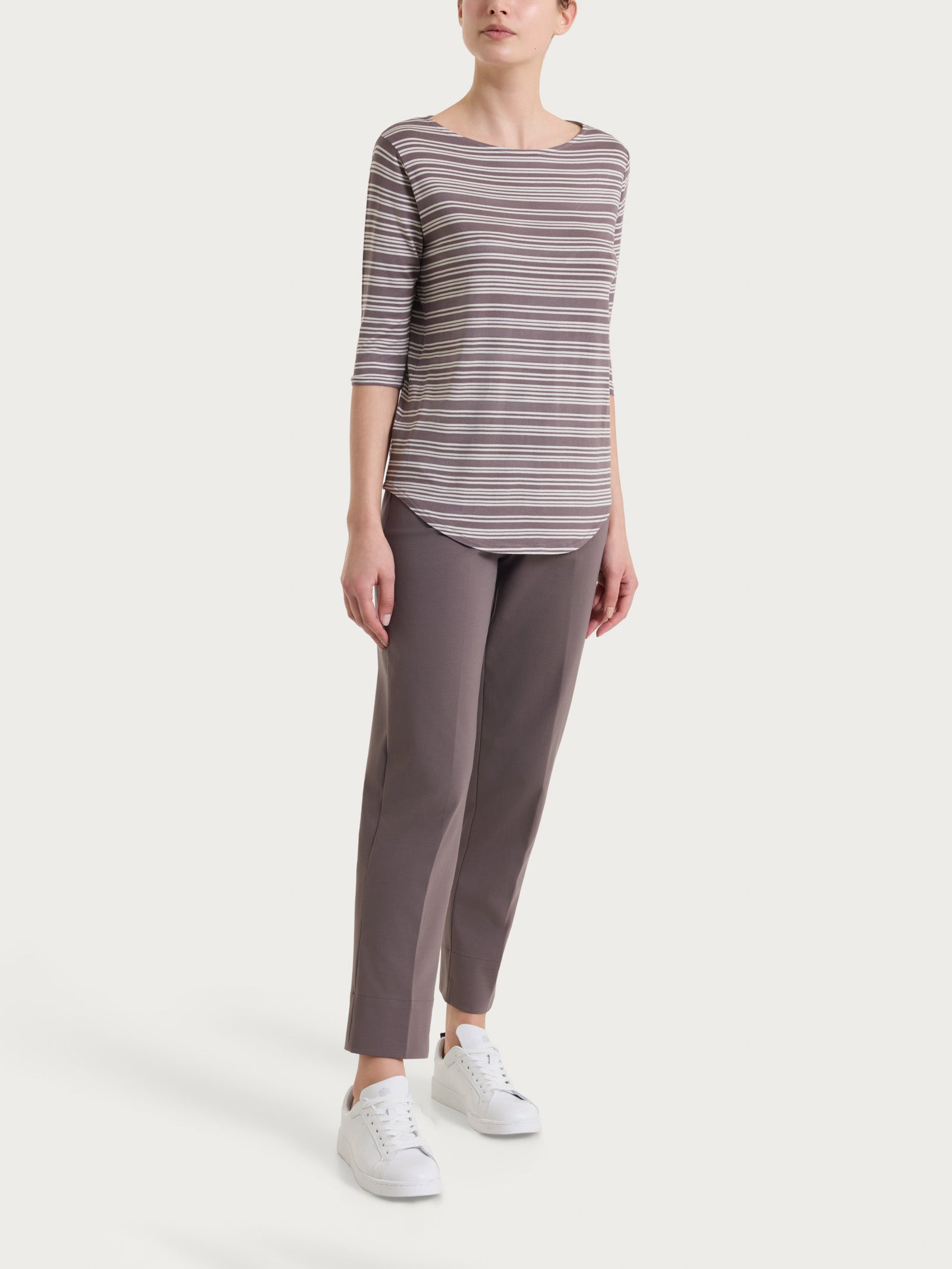 Ragno Viscosa Summer maglietta righe barchetta Plum Truffle