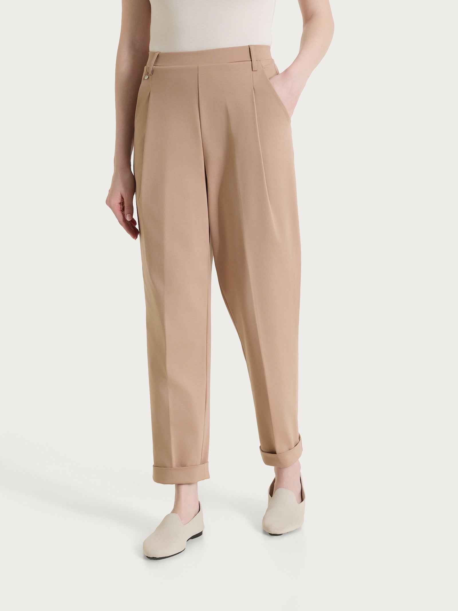 Ragno Compact Light Pantalone Carota Warm Taupe in cotone