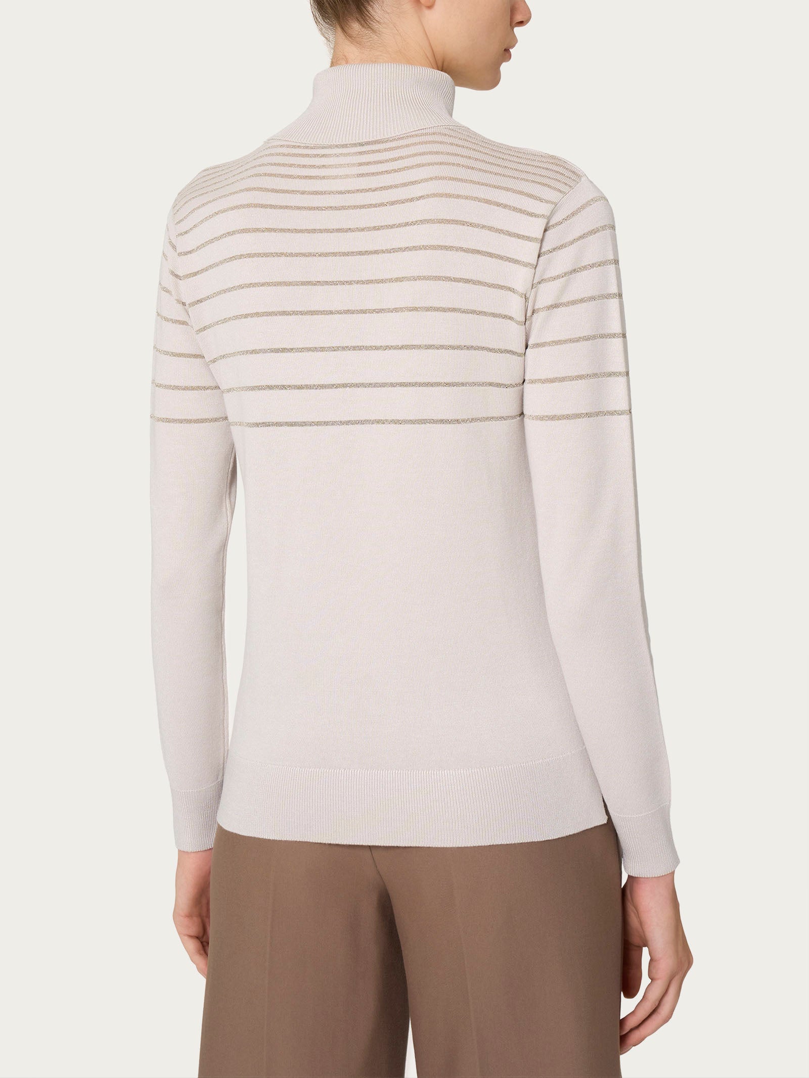 Ragno Four Seasons Dolcevita a righe Lurex maglia Champignon