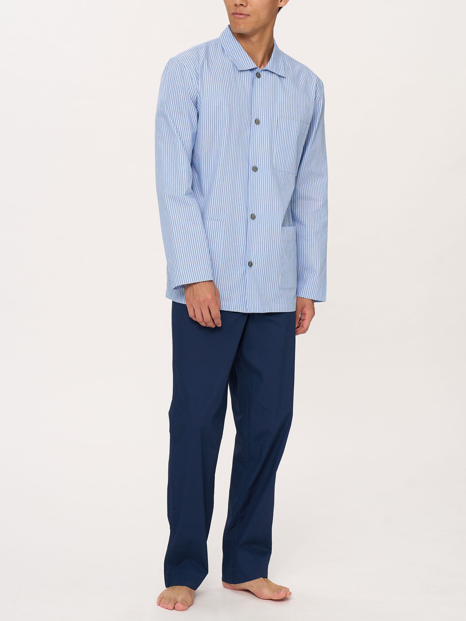 Ragno Classic pigiama aperto lungo cotone skipper blue
