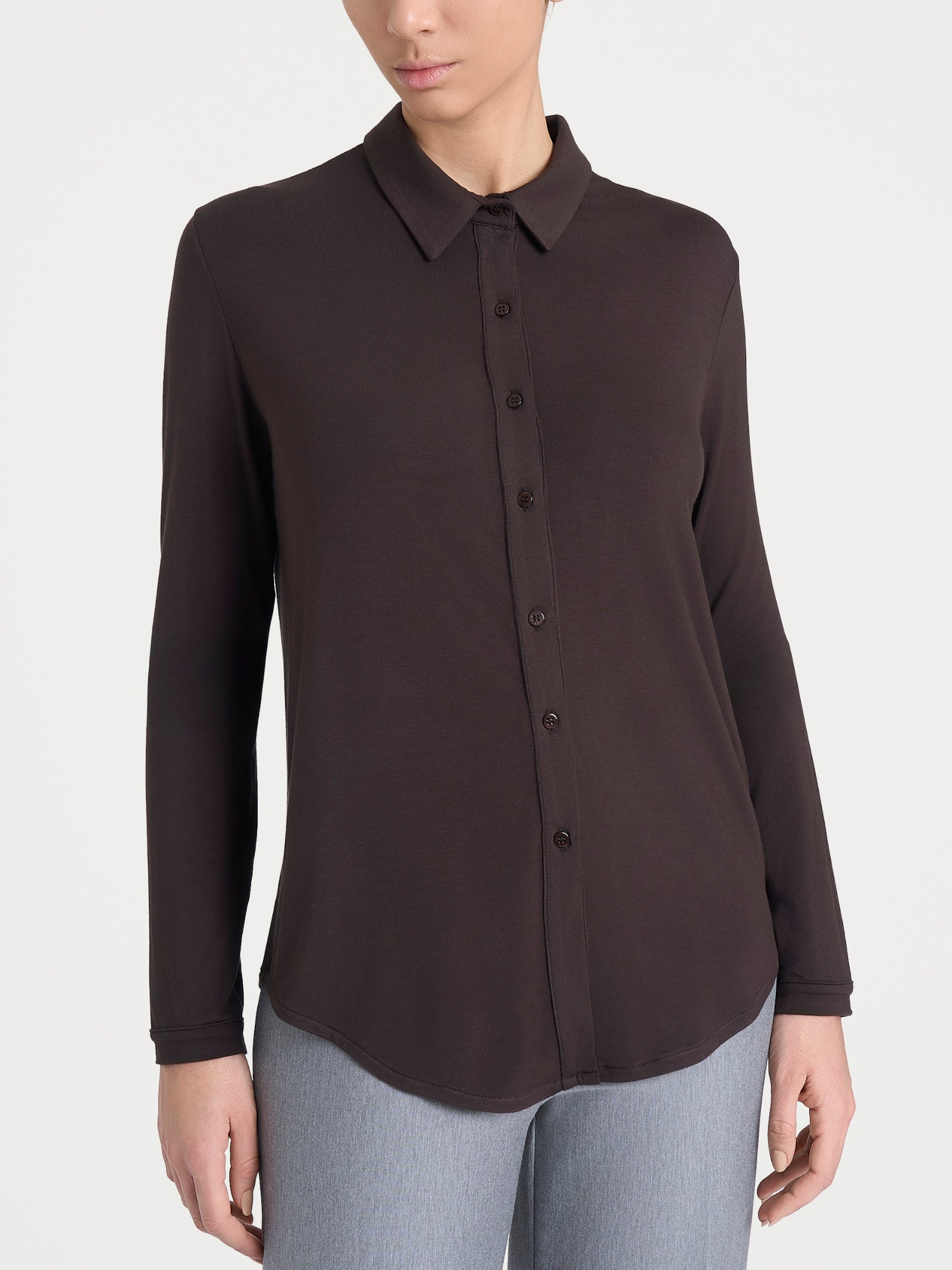 Ragno Eco Viscosa Camicia Manica Lunga Donna Chocolate morbida