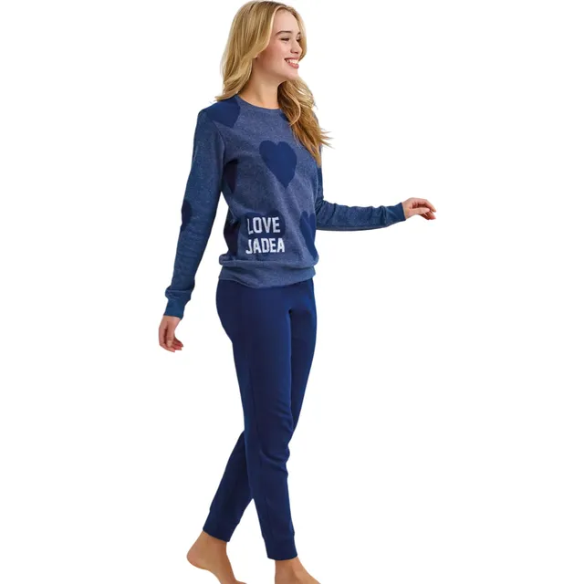 Lady C Pigiama Punto Milano Cuoricini Denim taglia S