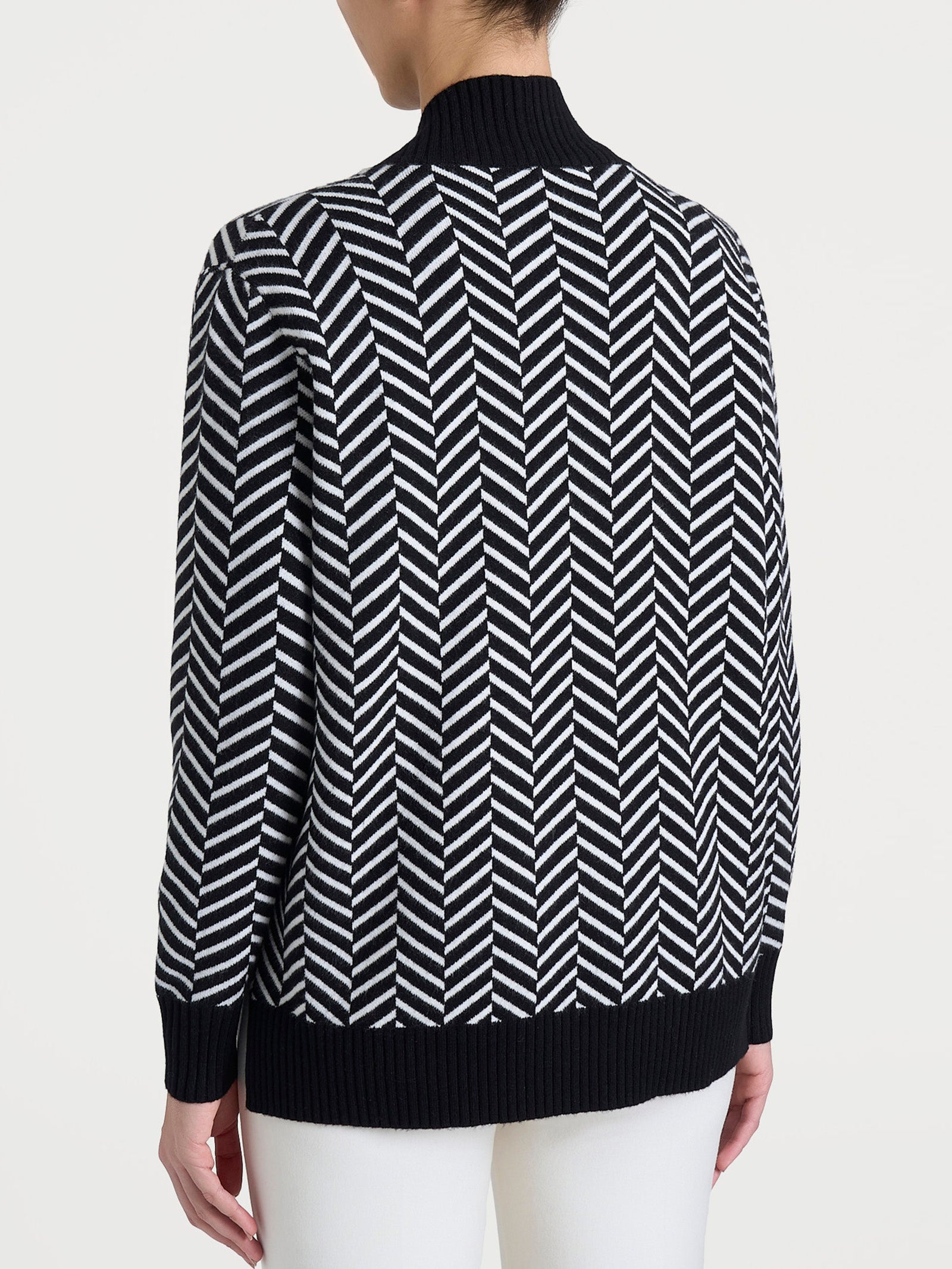 Ragno Super Soft Cardigan Aperto Spigato Nero Boxy