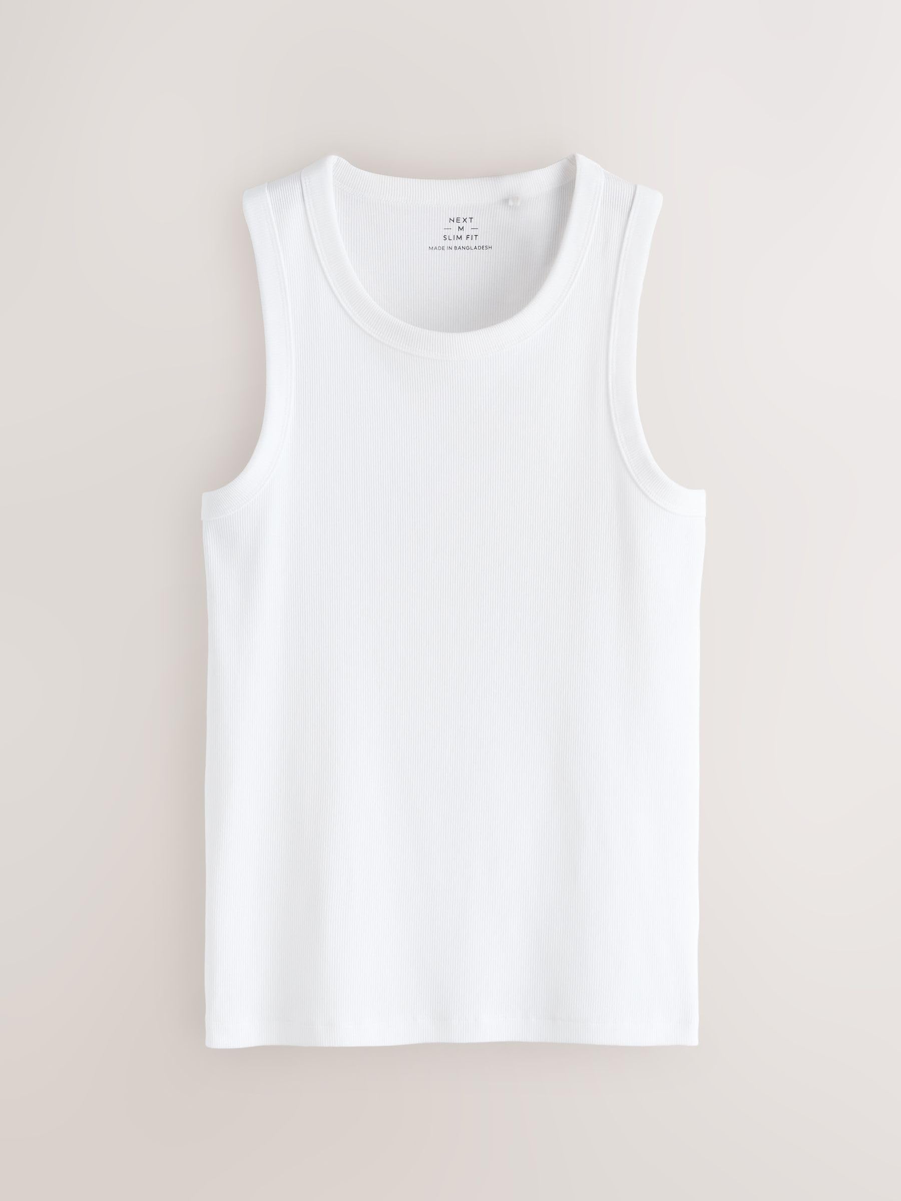 Next Canotte Uomo Slim Coste Confezione da 4 Cotone