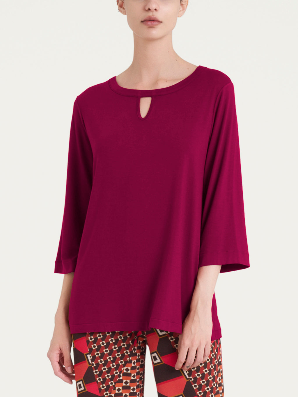 Ragno Summer Viscose maglietta scollo goccia rododendro manica 3/4