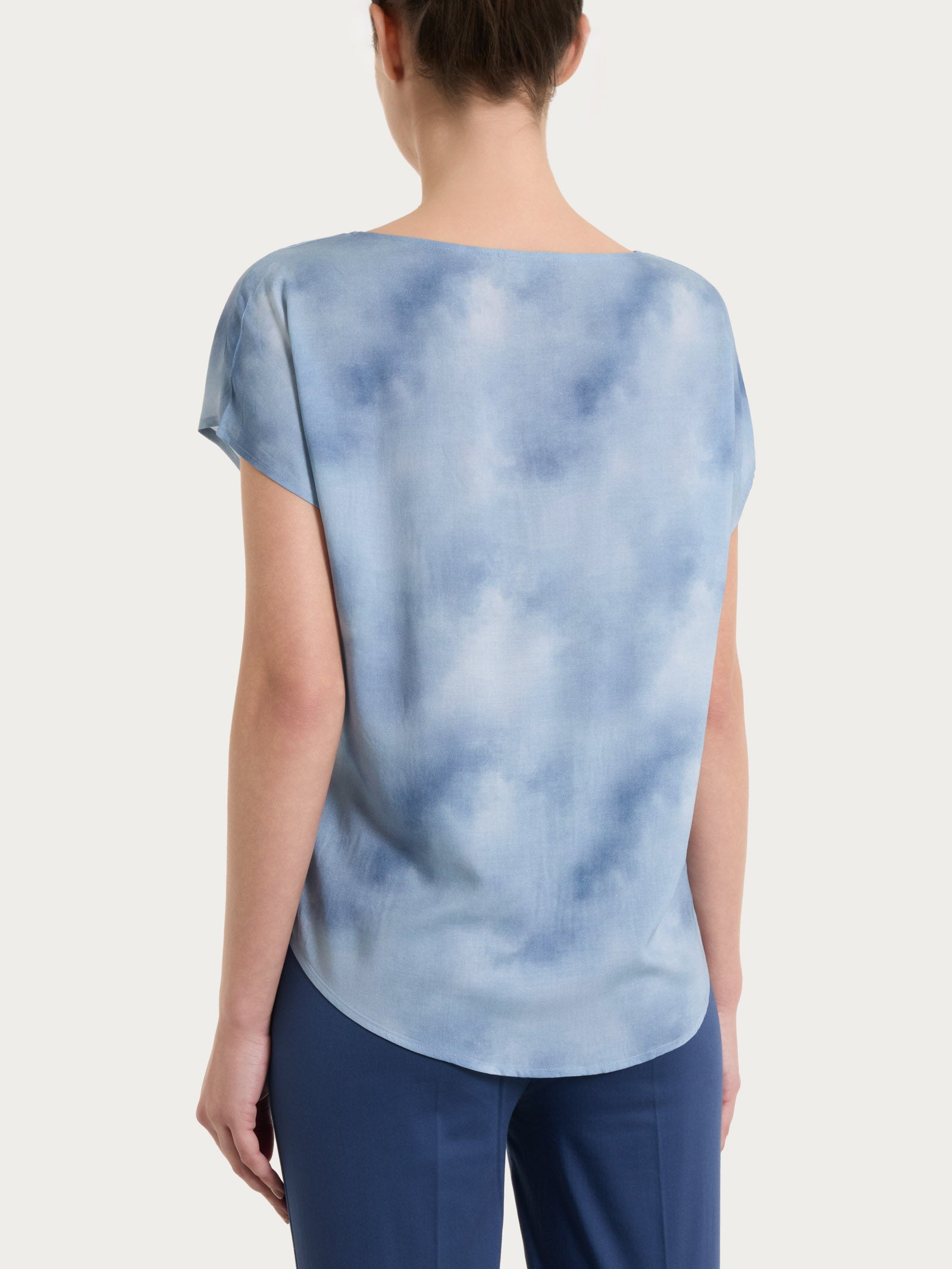 Ragno EcoSeta Fant. Blue Fog blusa manica corta