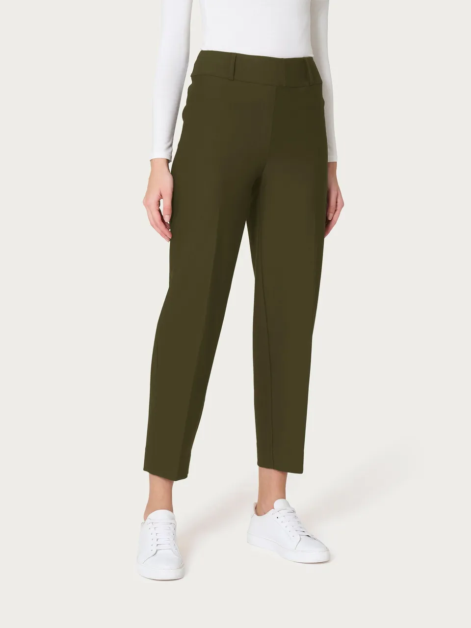 Ragno Compact pantalone carota Dark Olive tapered cropped