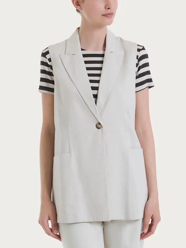 Ragno Super Natural Long Waistcoat gilet champignon con tasche