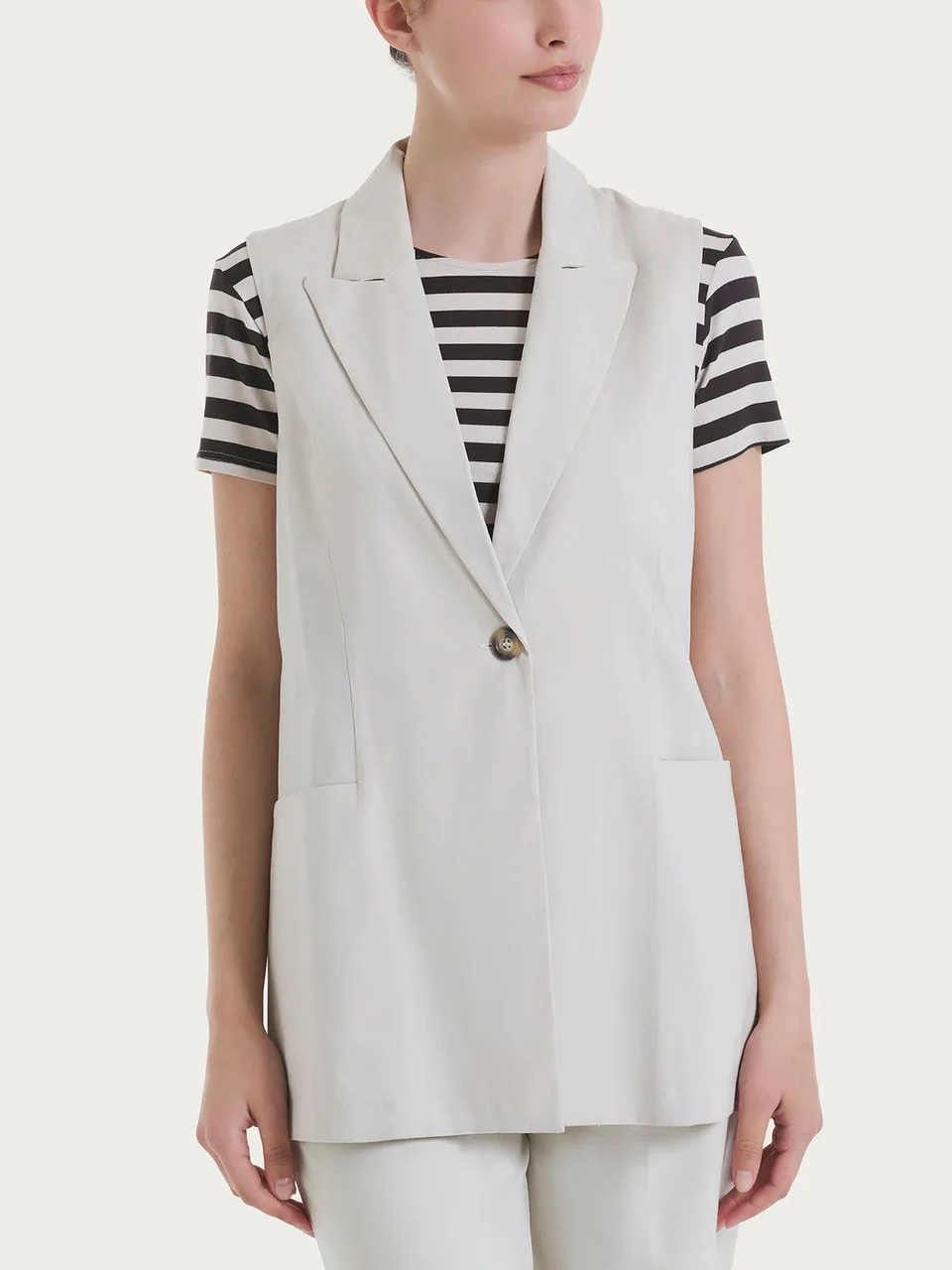 Ragno Super Natural Long Waistcoat gilet champignon con tasche