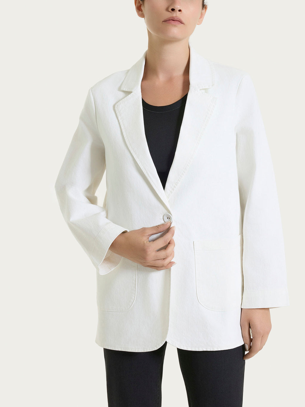 Ragno Light Denim Blazer Over Bianco Monopetto