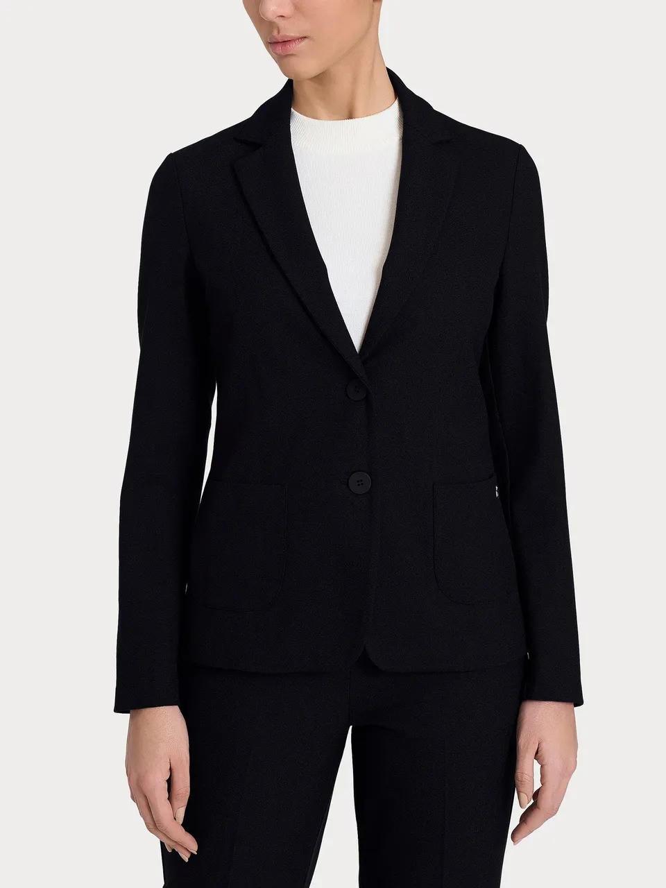 Ragno Flannel Twill Blazer Due Bottoni Nero Regular