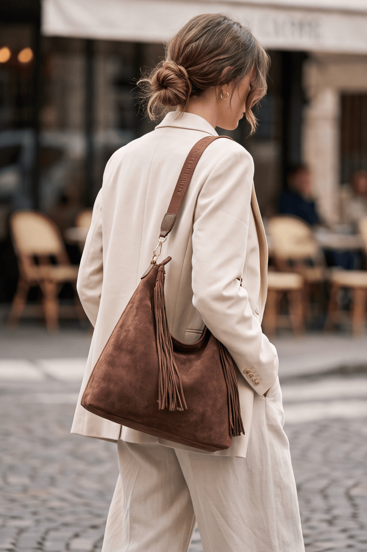 Maria Grazia Severi 9135 Borsa Hobo Frange Scamosciata