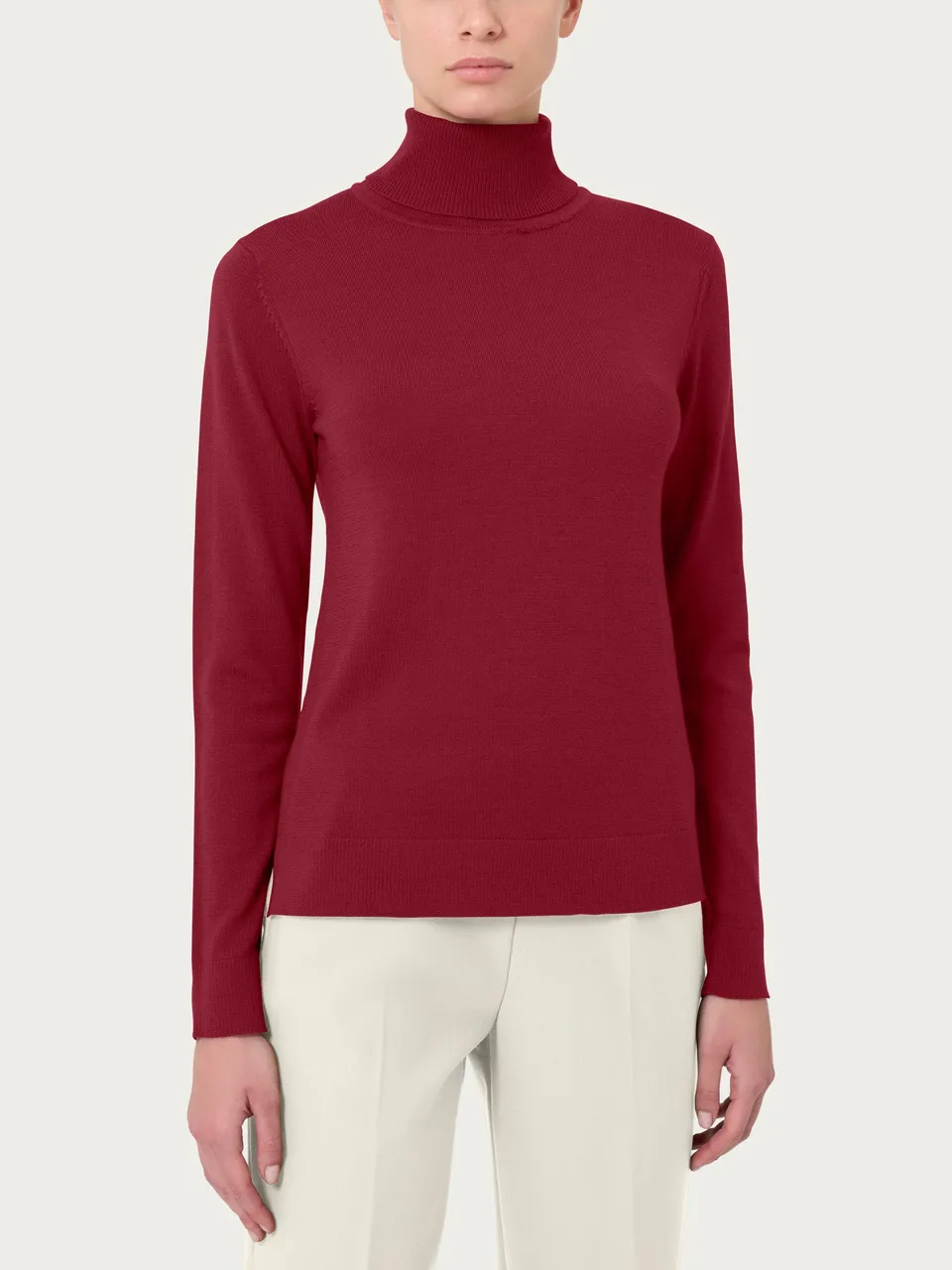 Ragno Merino Soft Dolcevita Maglia Tibetan Red Pura Lana