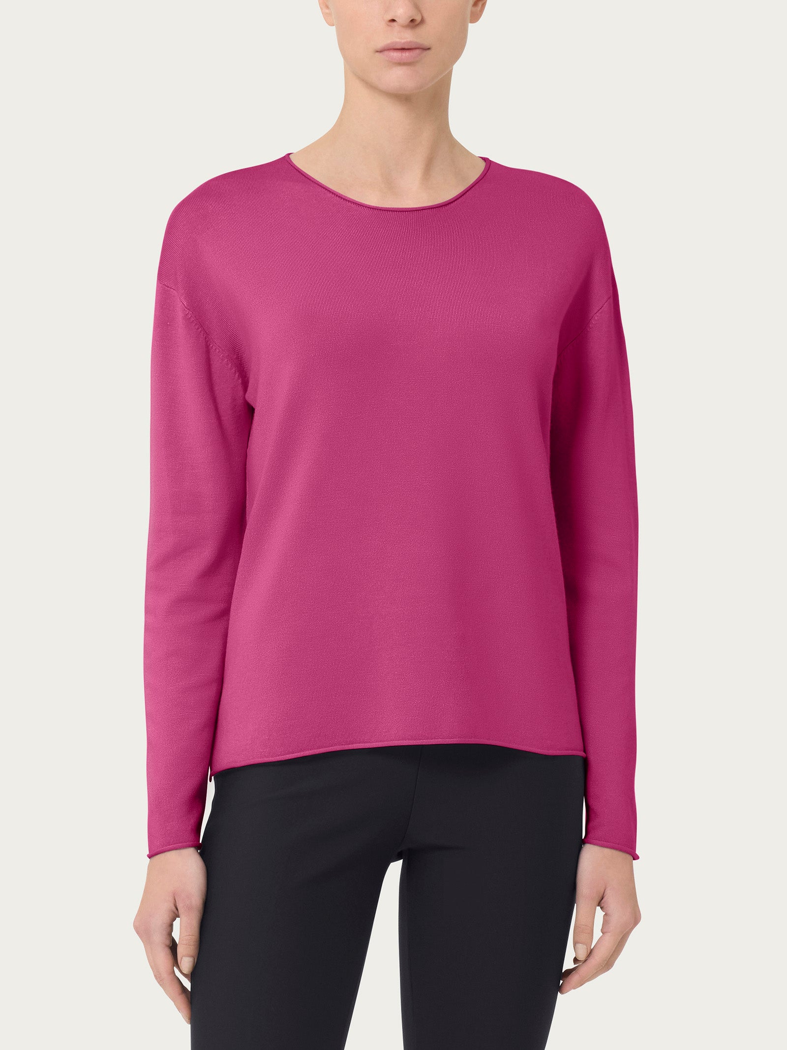 Ragno Four Seasons Maglia Asimmetrica Girocollo Red Violet Viscosa