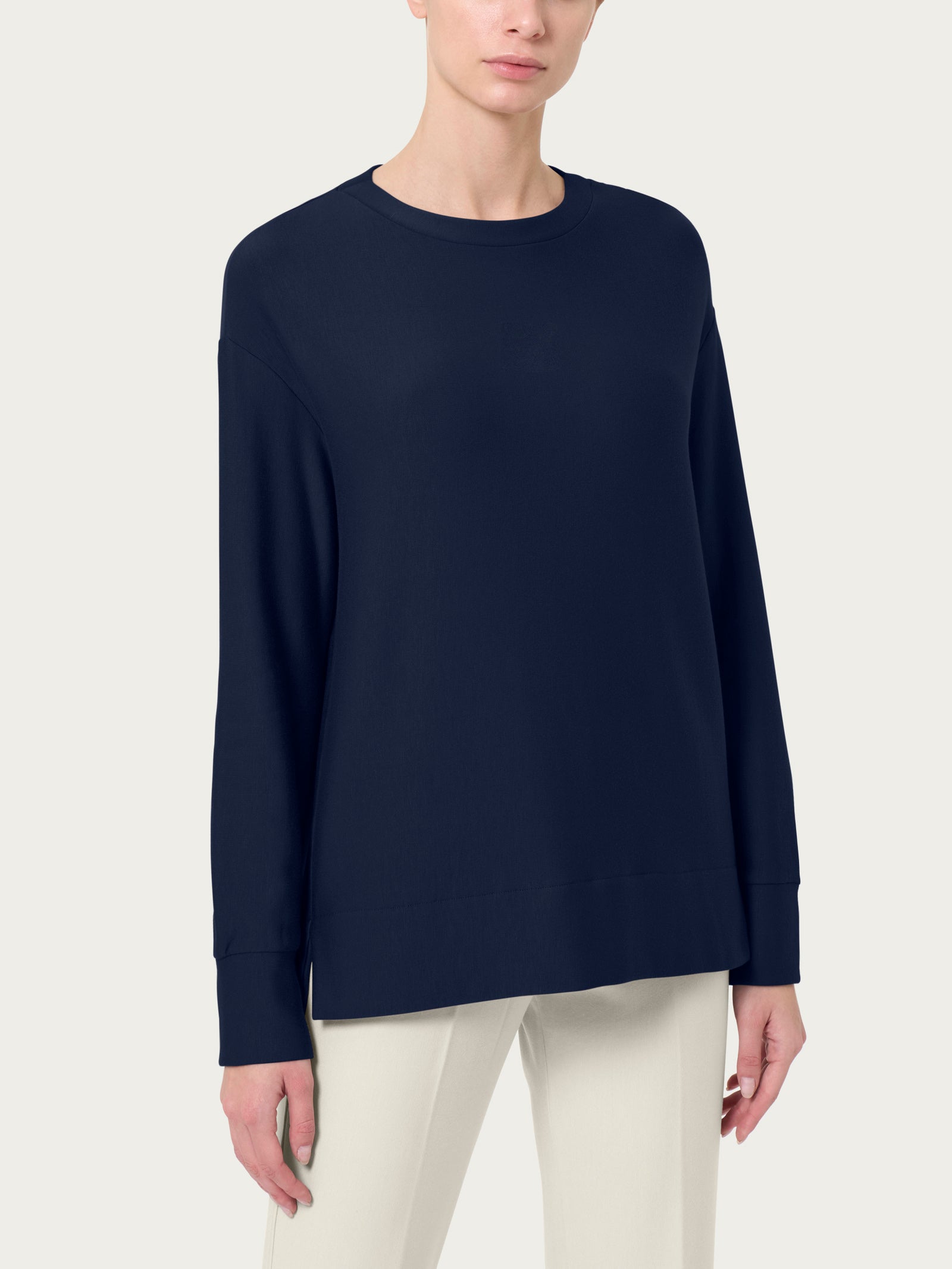 Ragno Comfort Bleu felpa collo barchetta viscosa