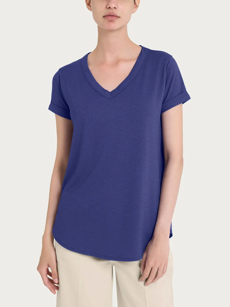 Ragno Maglietta Scollo a V Skipper Blue Cotone Slub