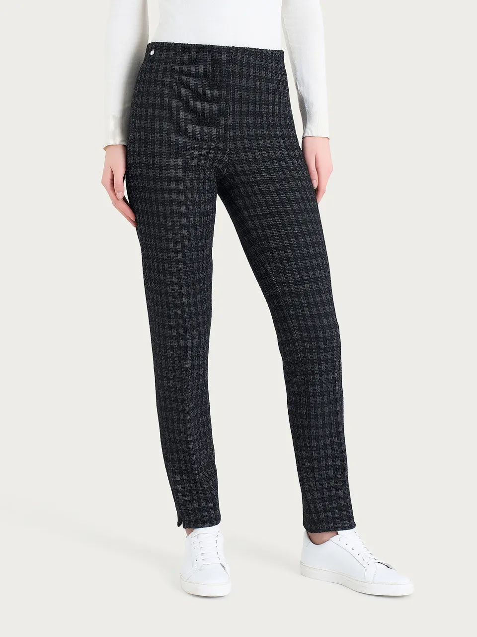 Ragno Compact pantalone sigaretta fantasia nero