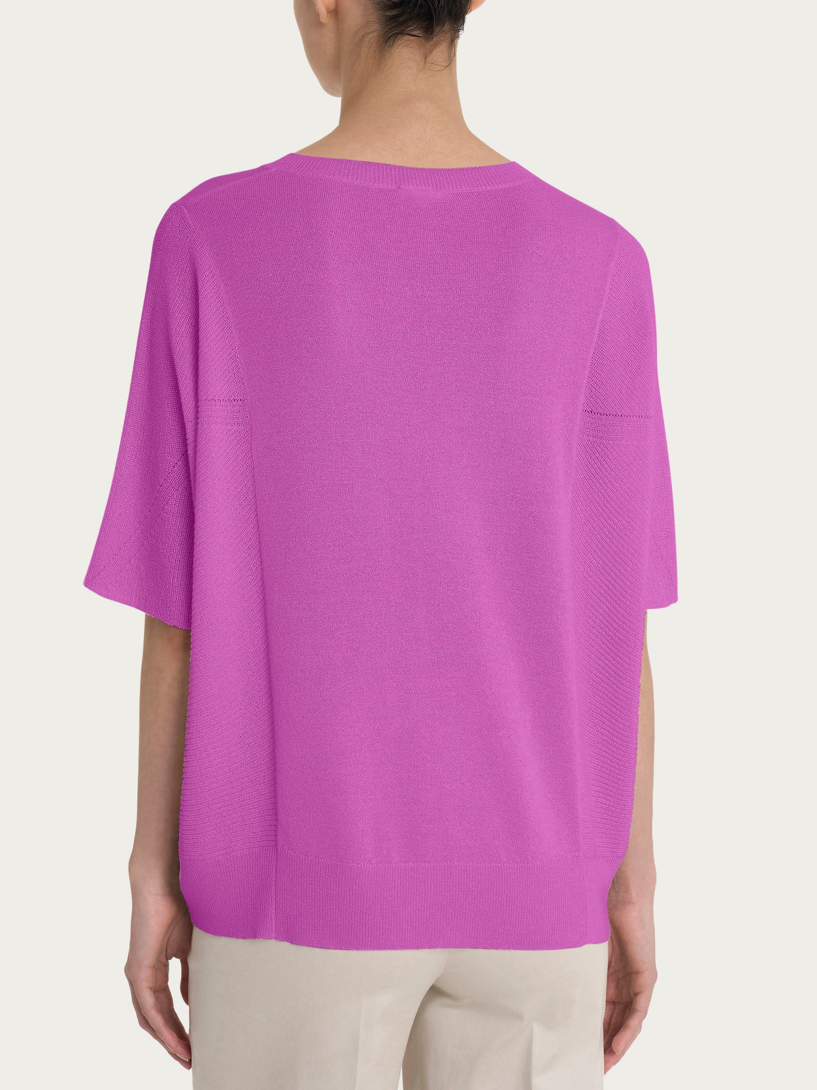 Ragno Maglia Scollo a V Crepe Lurex Cattleya Orchid manica 3/4