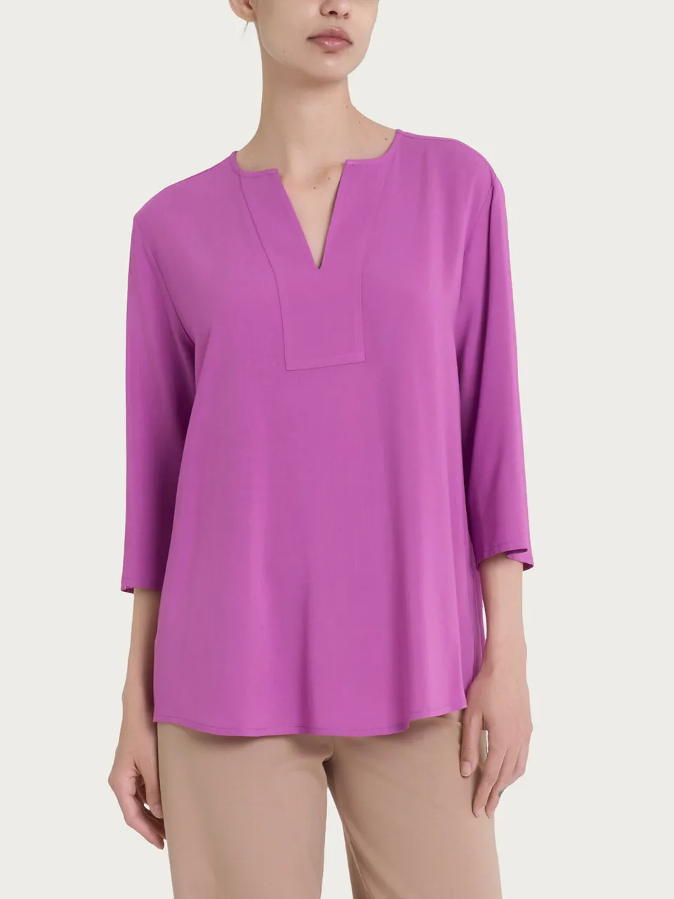 Ragno EcoSeta Blusa Scollo V Manica 3/4 Cattleya Orchid