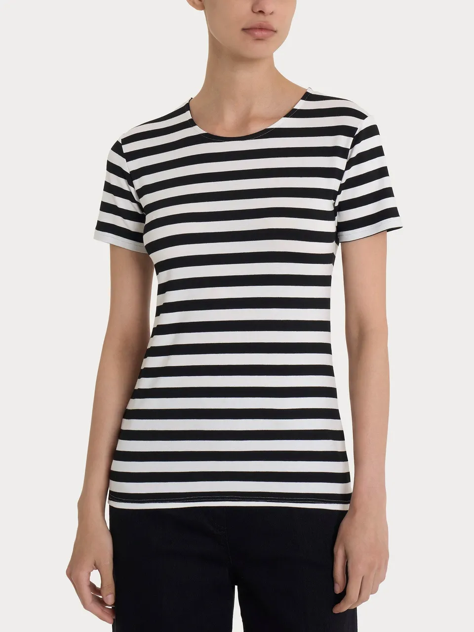 Ragno Viscosa Summer maglietta skinny nero riga pari