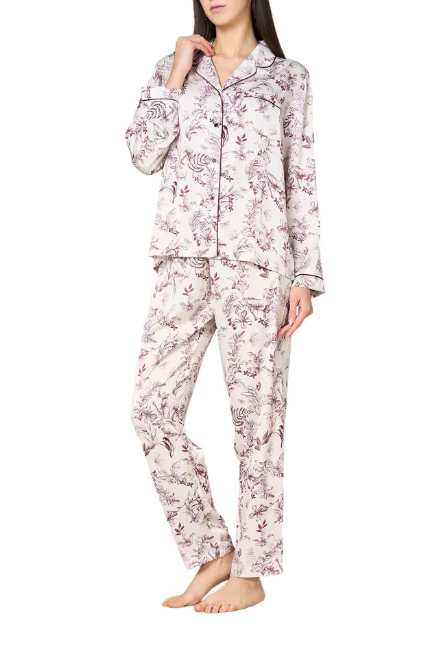 Goldenpoint Satin Flowers Pigiama Donna Abbottonato