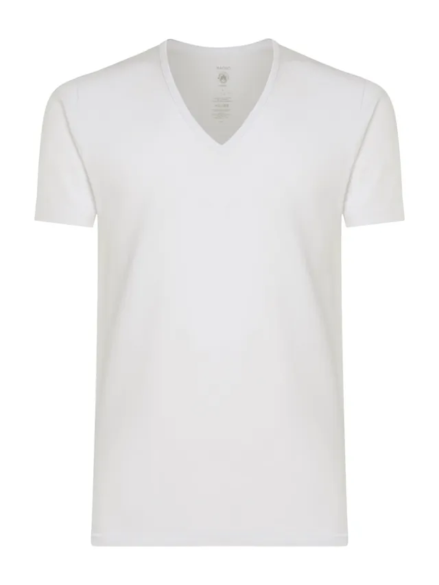 Ragno Comfort Maglietta Scollo V Cotone Bianco Manica Corta