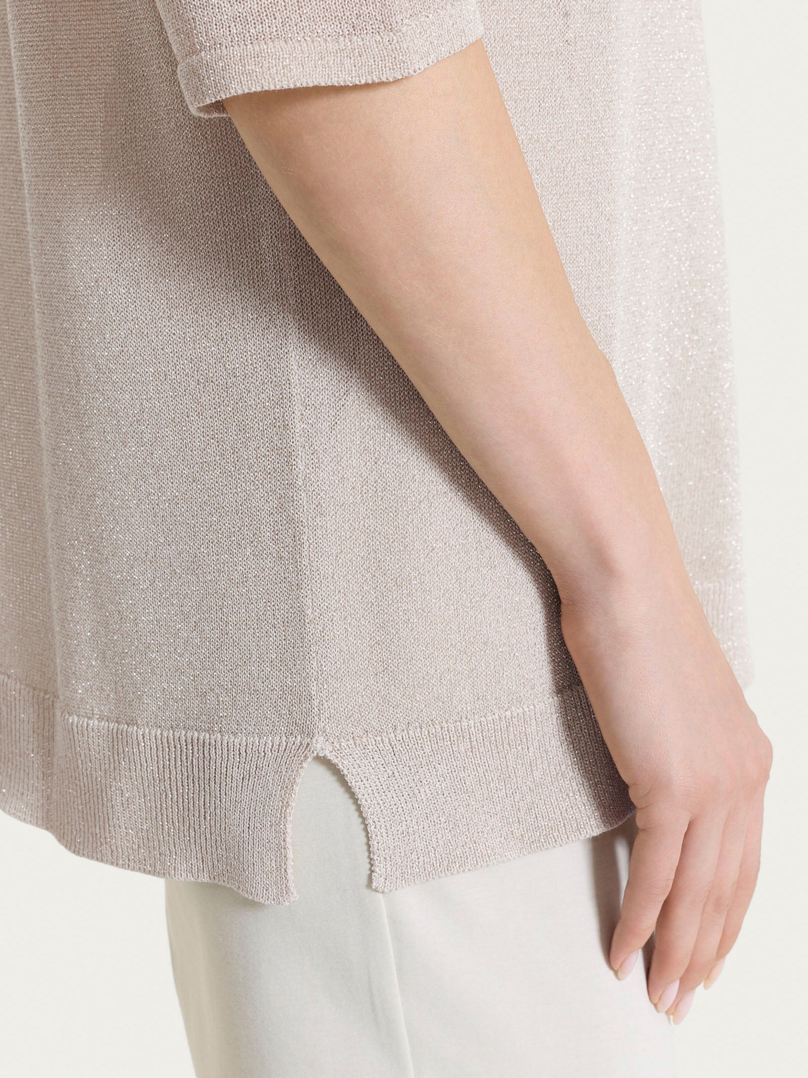 Ragno Maglia Manica 3/4 Barchetta Crêpe Lurex Lilac Ash