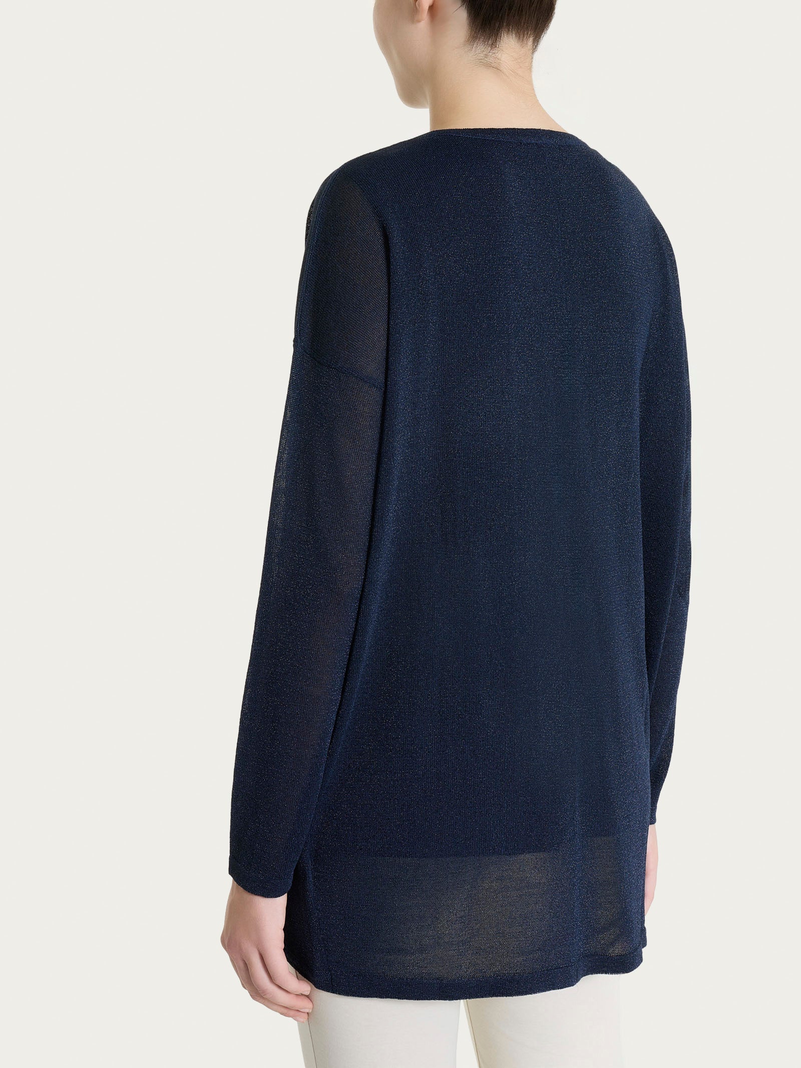 Ragno Crêpe Lurex cardigan lungo Bleu aperto soft