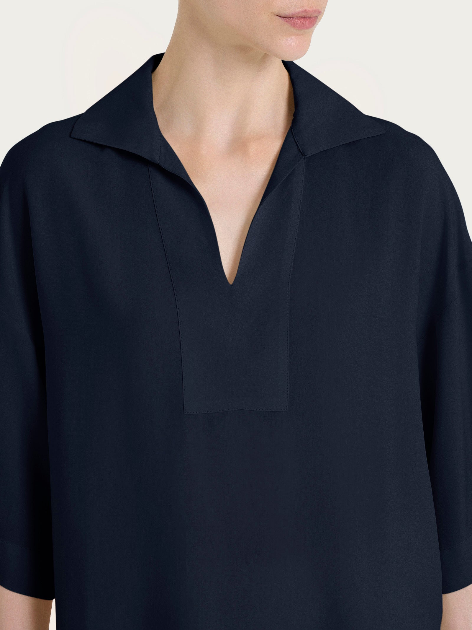 Ragno EcoSeta Blusa Polo donna Bleu manica 3/4