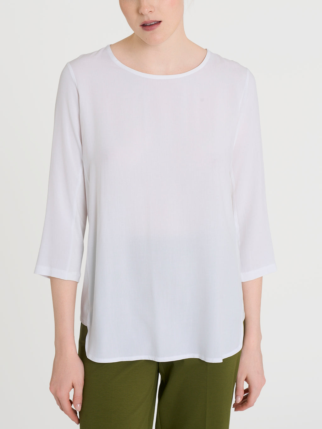 Ragno Viscosa Summer Maglia Girocollo Inserto Laterale Bianca Viscosa
